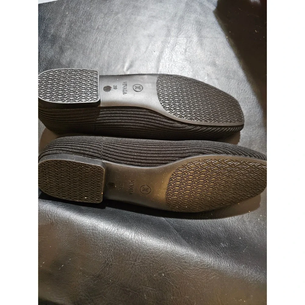 Vivaia Womens Black Square Toe‎ Margot Ballet Flats Shoes 39 8.5